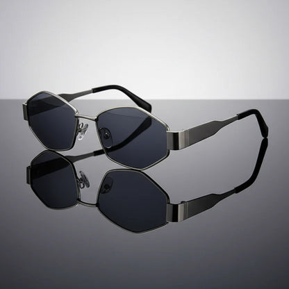 Aurelio Noir Geometric Gold Sunglasses
