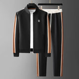 Modern Striped Zip-Up Tracksuit Set