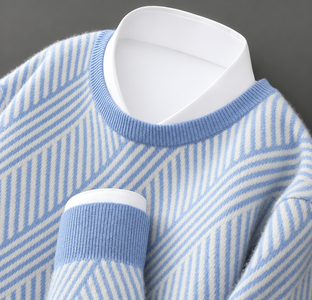 Chevron Knit Crewneck Sweater