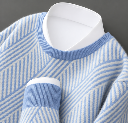 Chevron Knit Crewneck Sweater