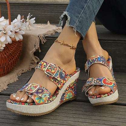 Boho Bloom Wedge Sandals