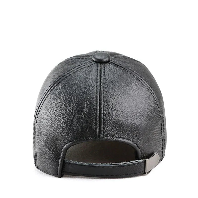 Genuine Cowhide Leather Baseball Cap for Men Women for Fall Winter Outdoor Sports Hat