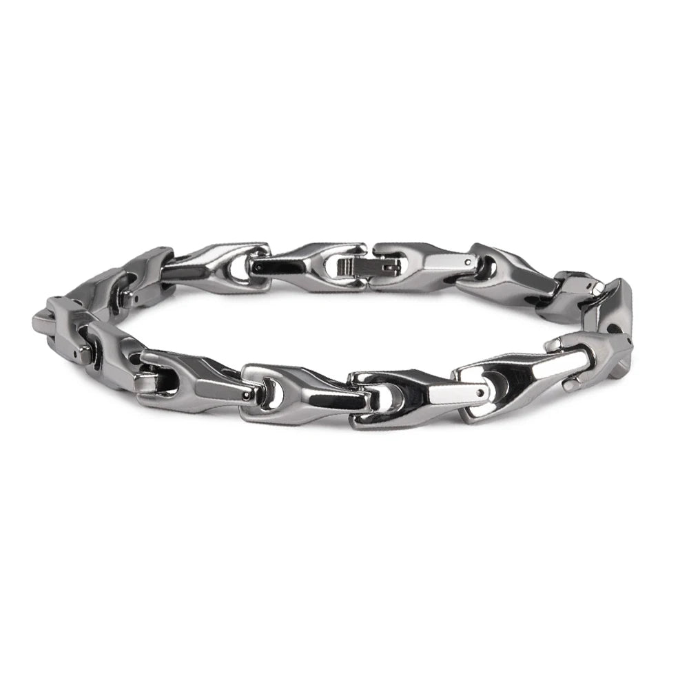 Silver chain bracelet on a white background