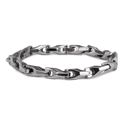 Silver chain bracelet on a white background