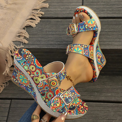 Boho Bloom Wedge Sandals