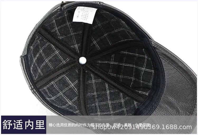 Genuine Cowhide Leather Baseball Cap for Men Women for Fall Winter Outdoor Sports Hat