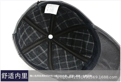 Genuine Cowhide Leather Baseball Cap for Men Women for Fall Winter Outdoor Sports Hat
