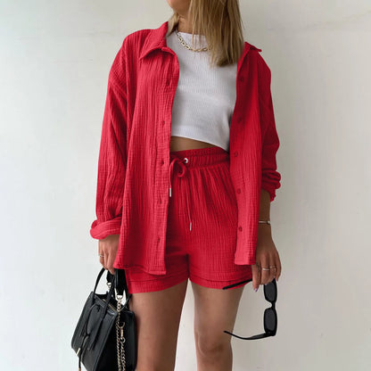 Cotton Linen High Waist Shirt Shorts