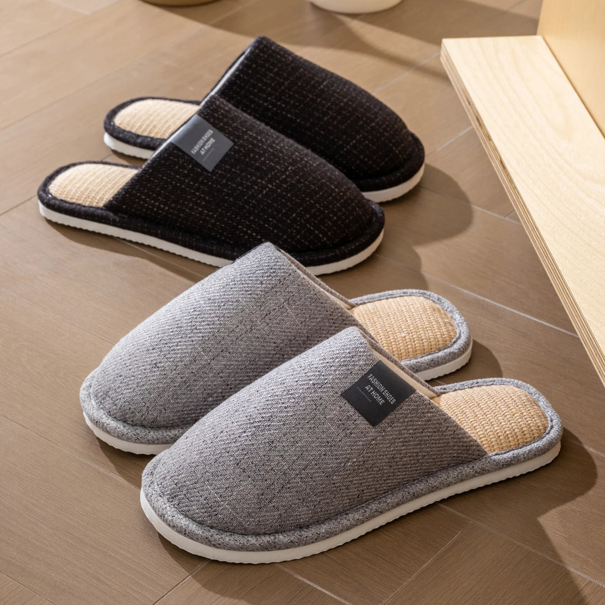 Unisex House Slippers Spring Fall Indoor Bedroom Floor Lightweight Quiet Flat Sole Breathable Comfortable All-Season Home Shoes