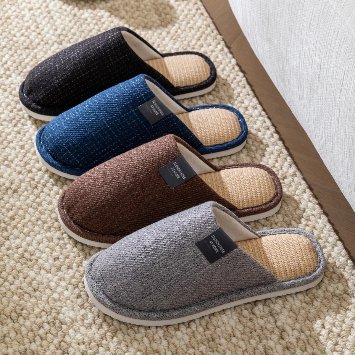 Unisex House Slippers Spring Fall Indoor Bedroom Floor Lightweight Quiet Flat Sole Breathable Comfortable All-Season Home Shoes