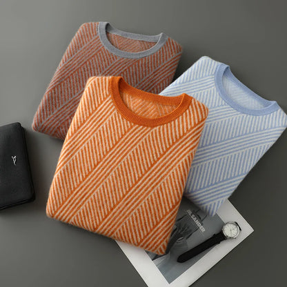 Chevron Knit Crewneck Sweater