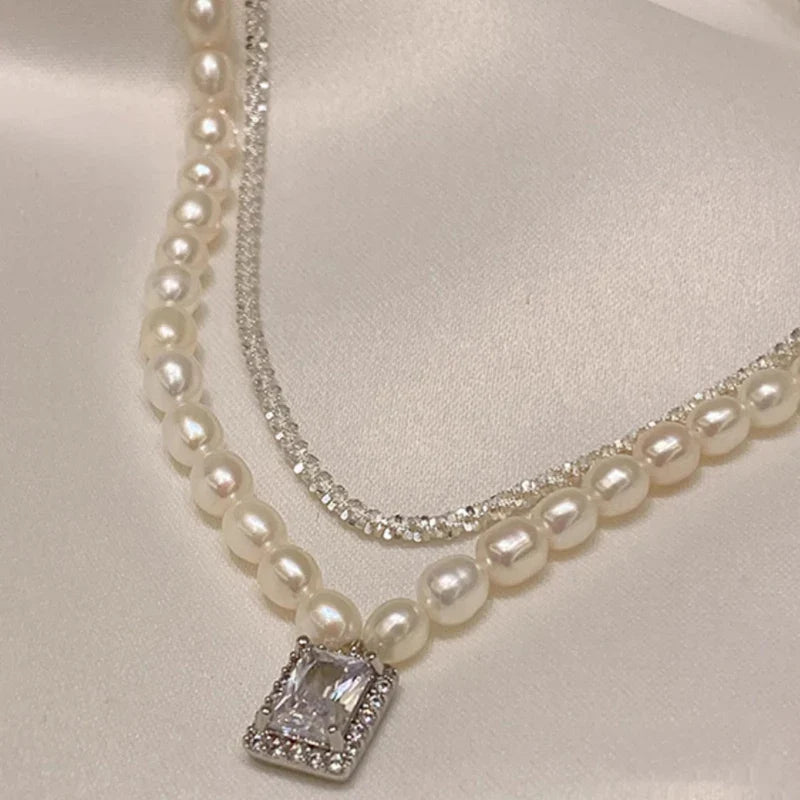 Pearl Crystal Layered Necklace
