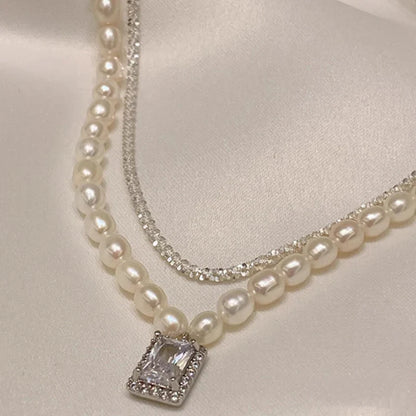 Pearl Crystal Layered Necklace