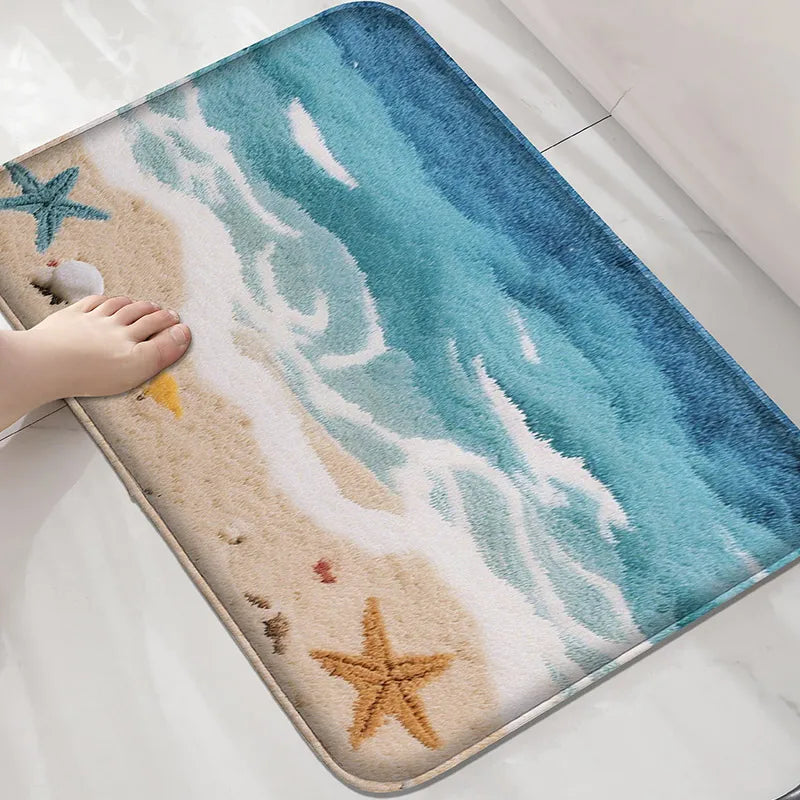 Coastal Waves Anti-Slip Bathroom Rug