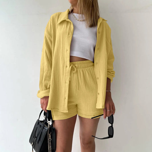 Cotton Linen High Waist Shirt Shorts