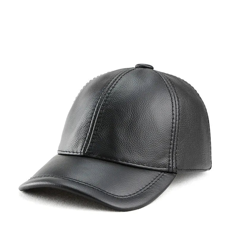 Genuine Cowhide Leather Baseball Cap for Men Women for Fall Winter Outdoor Sports Hat