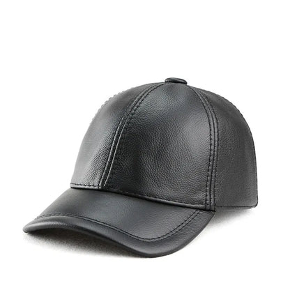 Genuine Cowhide Leather Baseball Cap for Men Women for Fall Winter Outdoor Sports Hat