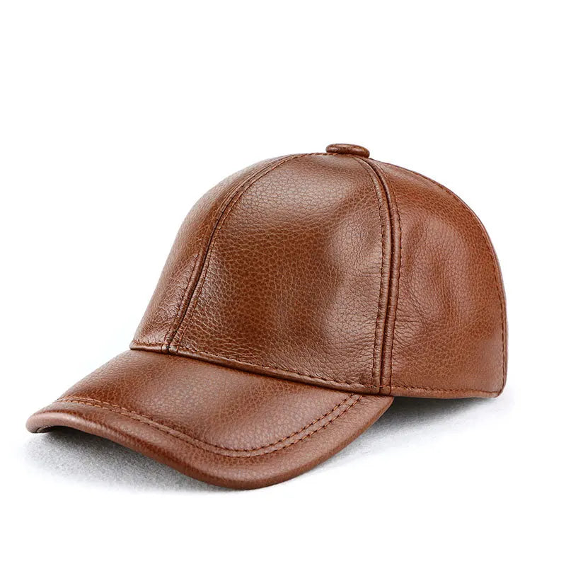 Genuine Cowhide Leather Baseball Cap for Men Women for Fall Winter Outdoor Sports Hat