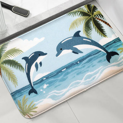 Coastal Waves Anti-Slip Bathroom Rug