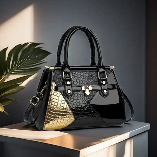 Noir Éclat Croc Luxe Handbag