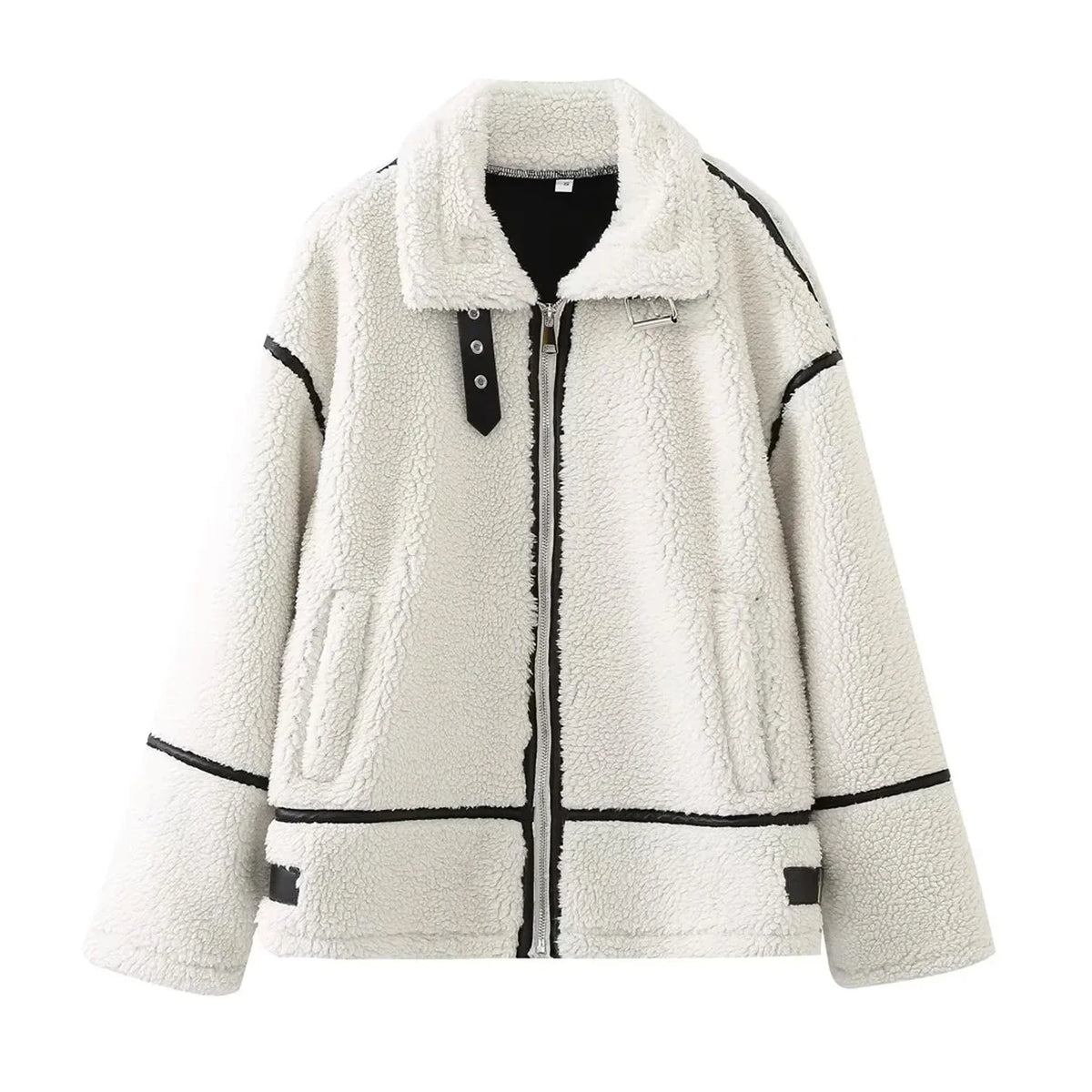 Contrast Faux-Shearling Moto Jacket