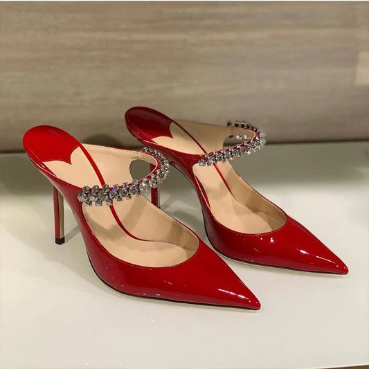 Valenté  Crystal Strap Stiletto Mules