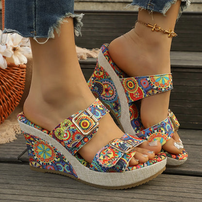 Boho Bloom Wedge Sandals