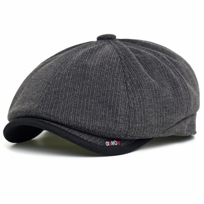 Newsboy Cap Men Women Autumn Winter Classic Vintage Herringbone Casual Stripe Berets Flat Hat Peaked Cap Adjustable