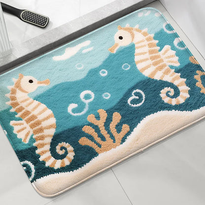 Coastal Waves Anti-Slip Bathroom Rug