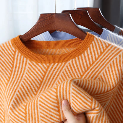 Chevron Knit Crewneck Sweater
