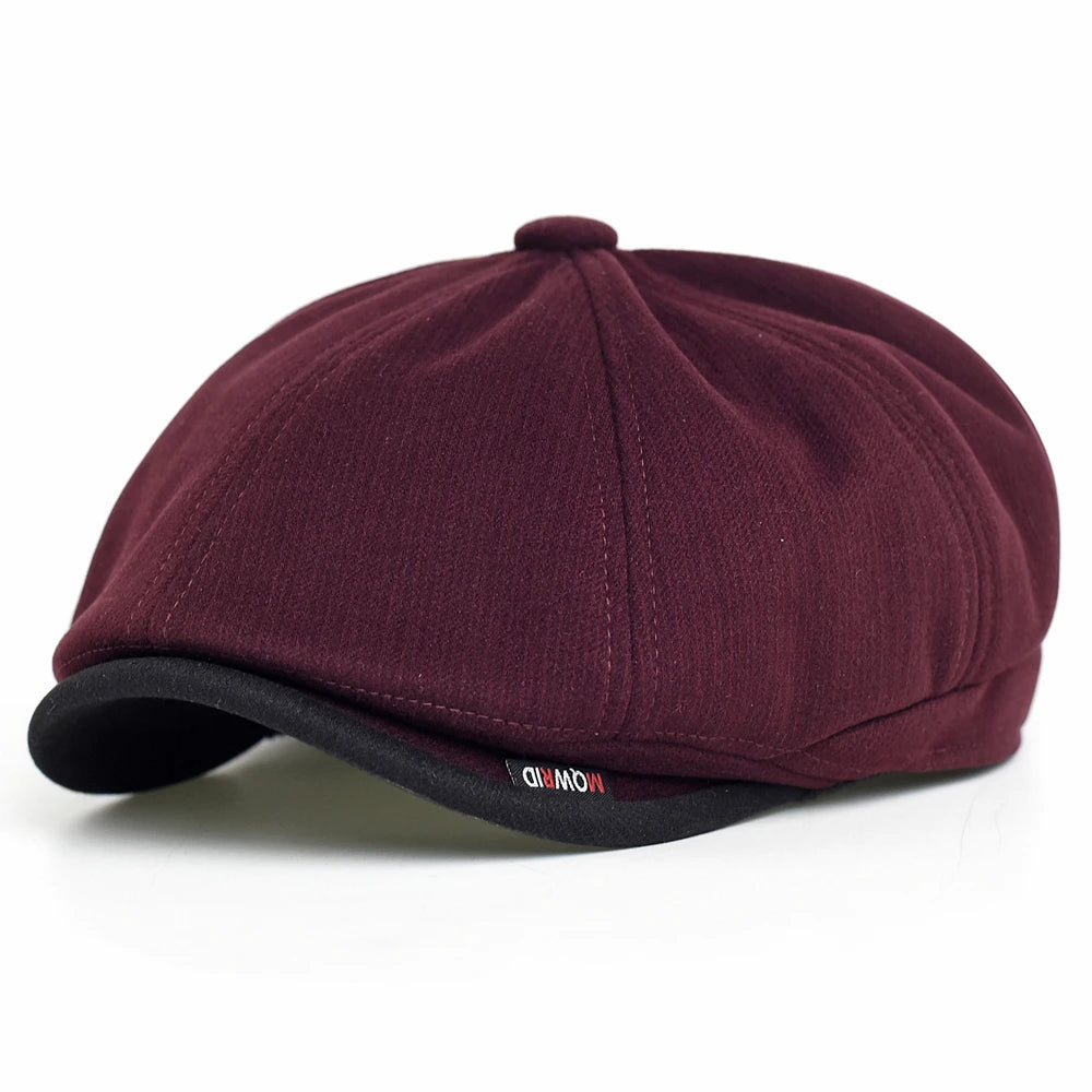 Newsboy Cap Men Women Autumn Winter Classic Vintage Herringbone Casual Stripe Berets Flat Hat Peaked Cap Adjustable