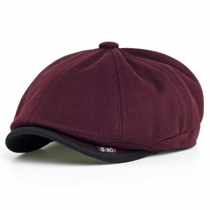 Newsboy Cap Men Women Autumn Winter Classic Vintage Herringbone Casual Stripe Berets Flat Hat Peaked Cap Adjustable