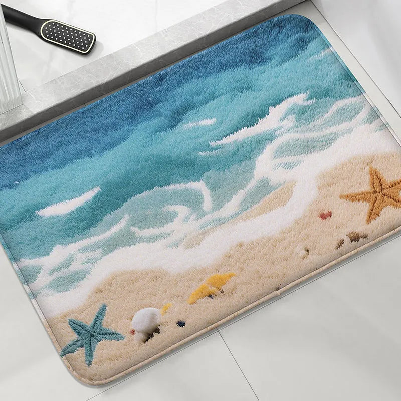 Coastal Waves Anti-Slip Bathroom Rug