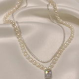 Pearl Crystal Layered Necklace