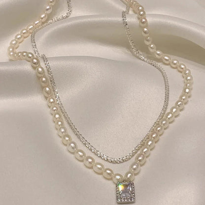 Pearl Crystal Layered Necklace