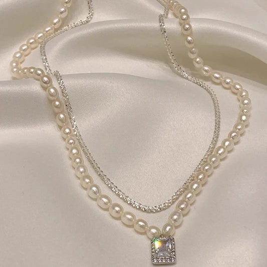 Pearl Crystal Layered Necklace