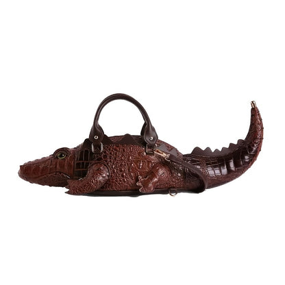 3D Crocodile-Print Handbag with Detachable Straps - Convertible Crossbody & Backpack, Punk Style Suitable for,, Travel, Zipper Closure, Multifunctional Shoulder for Daily Use