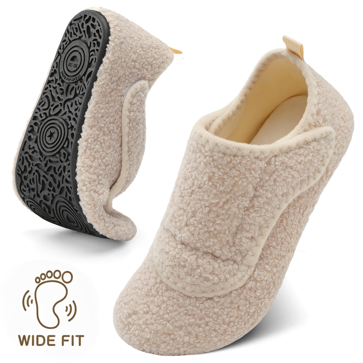 Women'S Wide Slippers with Rubber Sole Soft Lightweight House Slippers Socks, Indoor Shoes, Comfortable Adjustable for Home Bedroom Travel Yoga, Unisex, Multi-Color Flat Shoes., Women Shoes