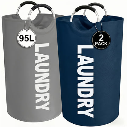 2pcs Large Laundry Basket | Foldable, Elevated, High Quality With Half Ring Handle Design | Brand: Moonrise