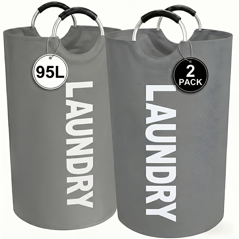2pcs Large Laundry Basket | Foldable, Elevated, High Quality With Half Ring Handle Design | Brand: Moonrise