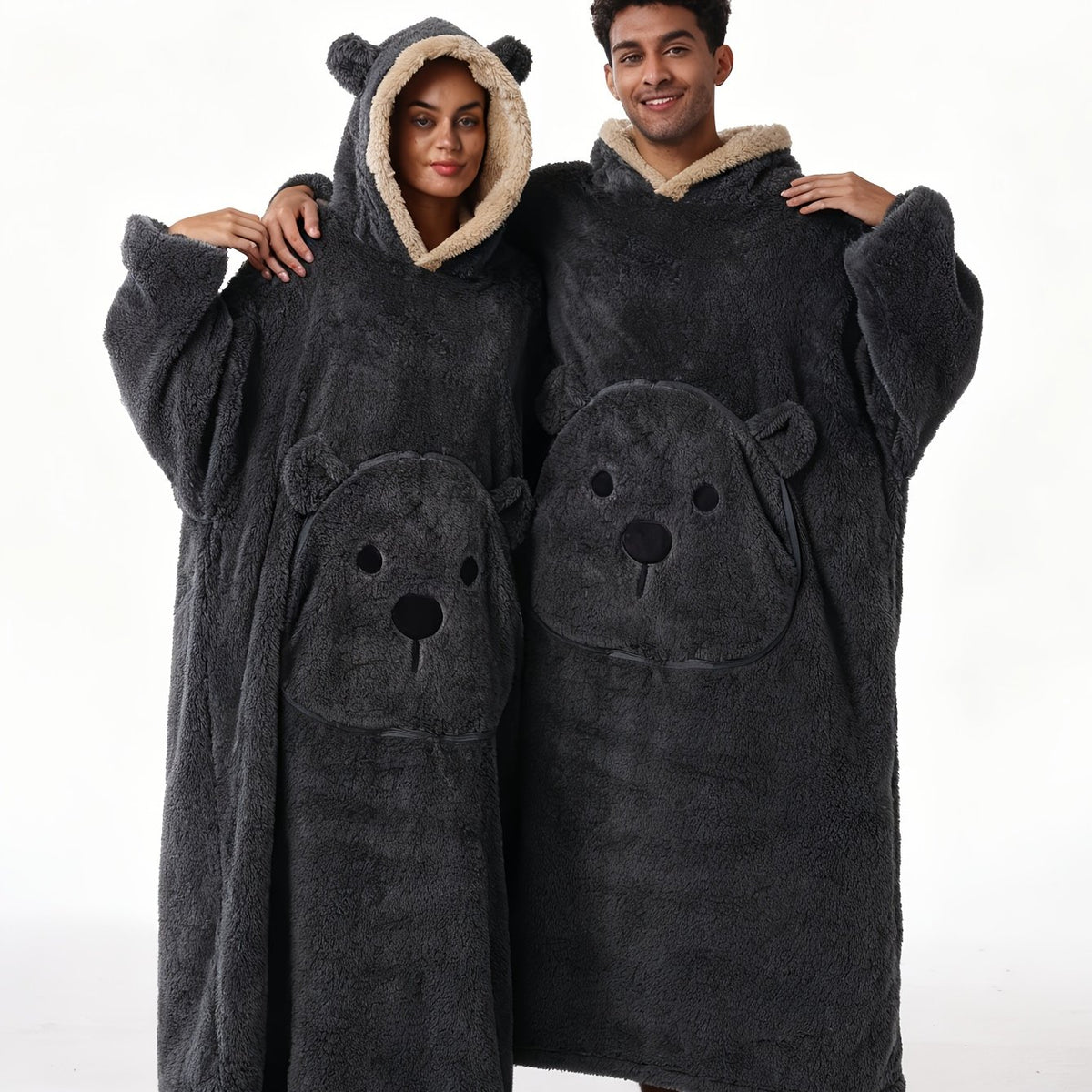 Winter Style--Fleece Style--Christmas--New Year Style--Extra Long, Extra Large, And Extra Thick--Bear Pocket--Men'S Novelty Hoodie--Machine Washable--13 Colors Available--Recommended Height 64.17inch-74.8inch/Recommended Weight 110.23LB-220.46LB--One Size