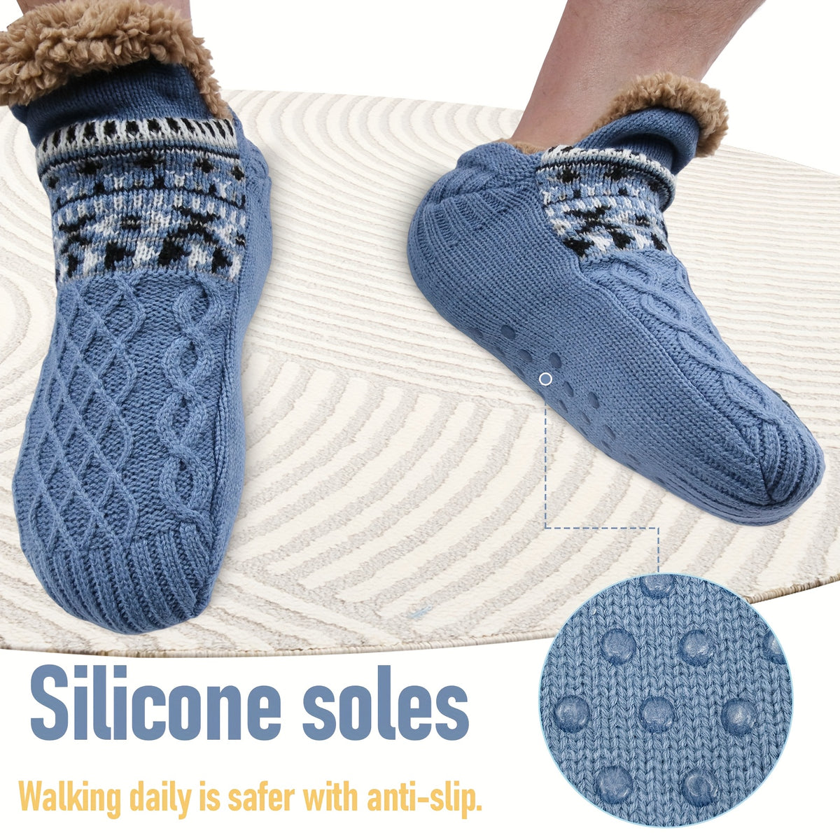 [Cozy Soft Bed Slippers] Men's Cozy And Soft Bed Slippers, Warm City Socks, Knitted And Non-Slip Socks, Suitable for Women As Well, Fluffy Socks