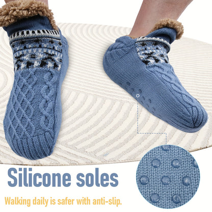 [Cozy Soft Bed Slippers] Men's Cozy And Soft Bed Slippers, Warm City Socks, Knitted And Non-Slip Socks, Suitable for Women As Well, Fluffy Socks