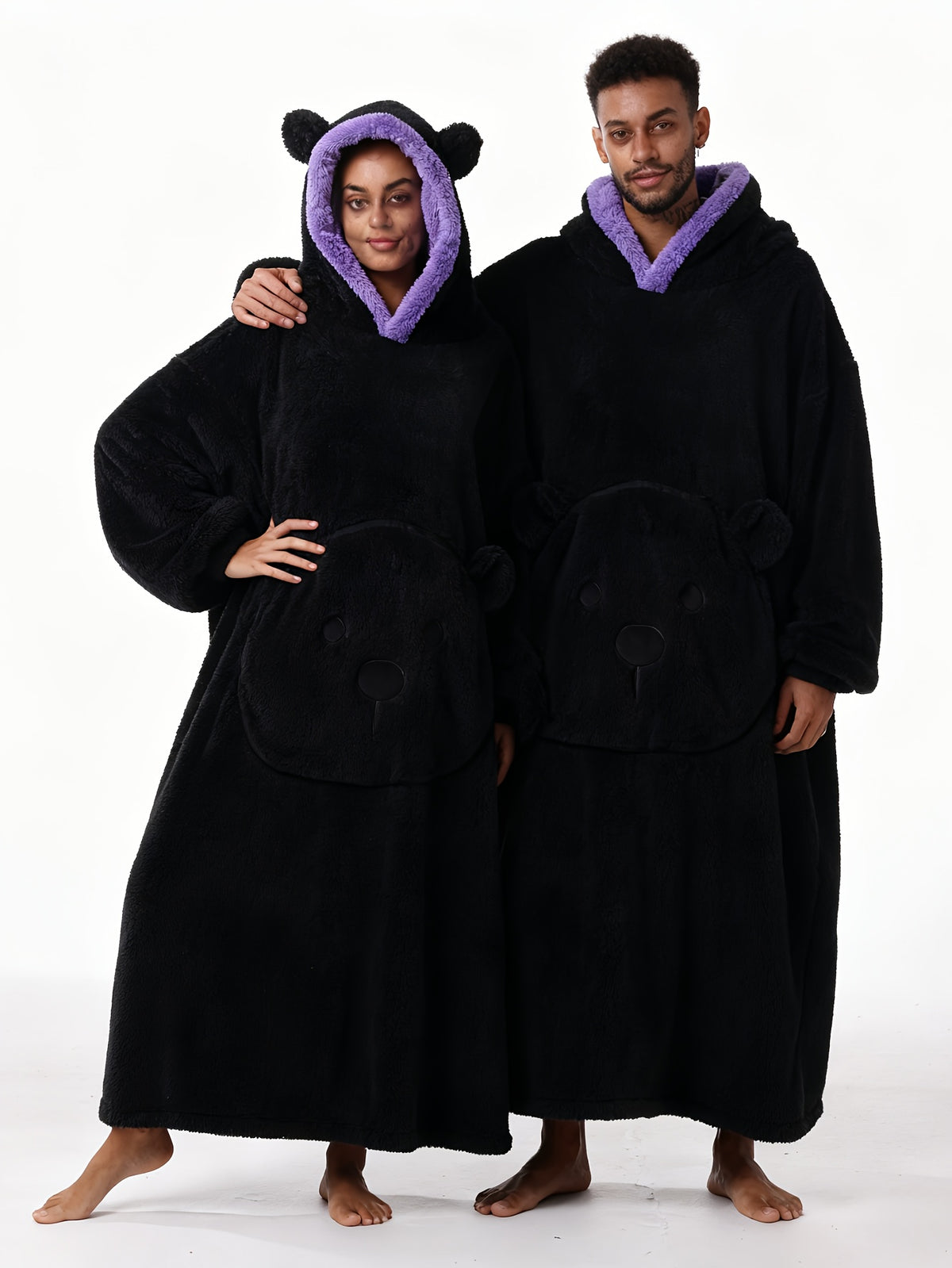 Winter Style--Fleece Style--Christmas--New Year Style--Extra Long, Extra Large, And Extra Thick--Bear Pocket--Men'S Novelty Hoodie--Machine Washable--13 Colors Available--Recommended Height 64.17inch-74.8inch/Recommended Weight 110.23LB-220.46LB--One Size