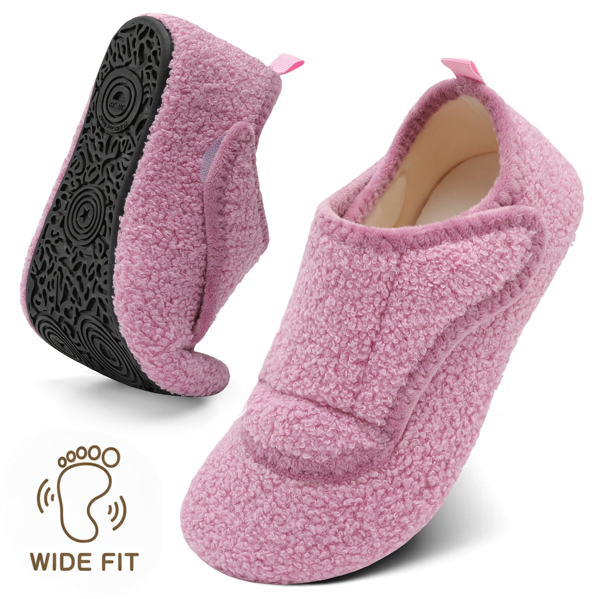 Women'S Wide Slippers with Rubber Sole Soft Lightweight House Slippers Socks, Indoor Shoes, Comfortable Adjustable for Home Bedroom Travel Yoga, Unisex, Multi-Color Flat Shoes., Women Shoes