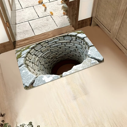 1pc, Infinite Abyss 3D Printed Non-Slip Mat - Machine Washable Polyester Fiber, Faux Stone Texture, Lightweight Foldable Indoor/Outdoor Bathroom Kitchen Living Room Floor Mat, Pet-Friendly Home Decor Gift, Durable Floor Protector