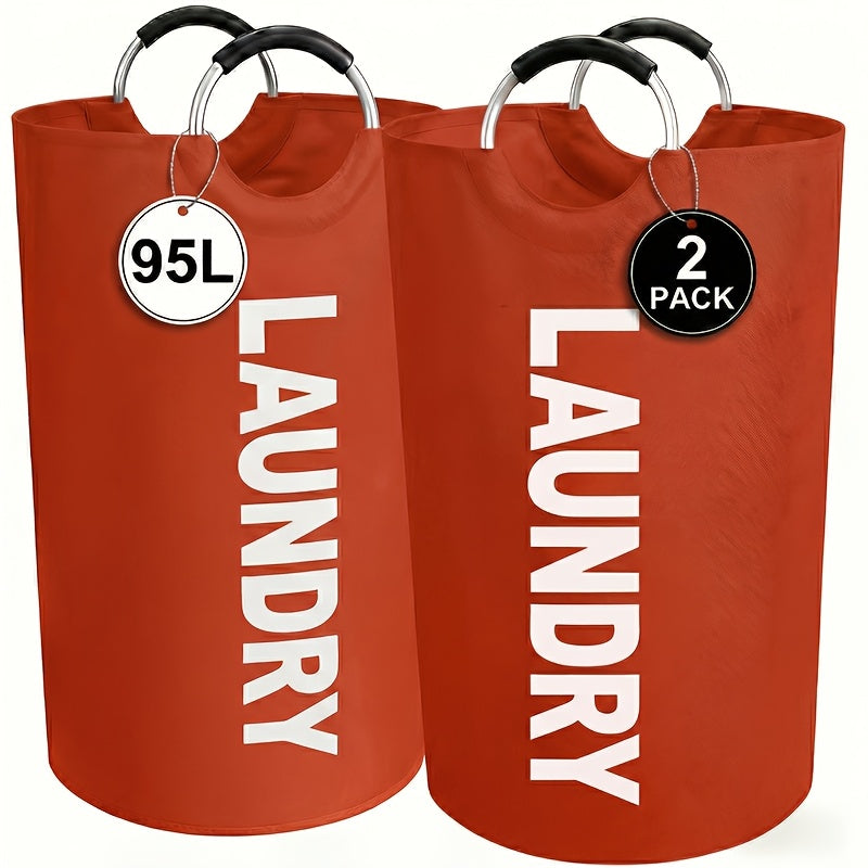2pcs Large Laundry Basket | Foldable, Elevated, High Quality With Half Ring Handle Design | Brand: Moonrise