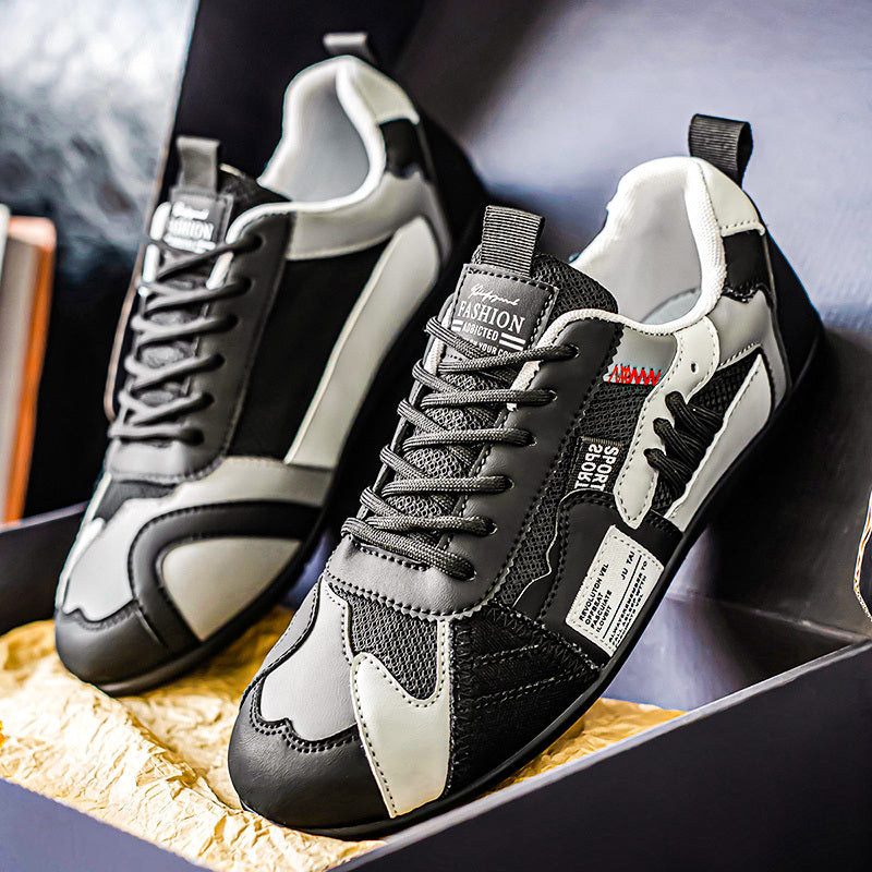 Lightweight Sneakers] Zhenyuezu Men's Lightweight Breathable Sneakers | All-Season Low-Top Lace-Up Shoes with Anti-Slip PVC Sole, Vibrant Color Block Design for Outdoor Hiking, Casual Streetwear & Daily Use - Durable Fashionable Christmas Gift,Tongue