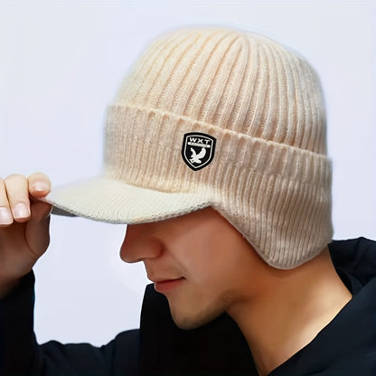 1pc Men's Winter -Lined Thickened Cold Weather Hat, Outdoor Cycling Windproof Warm Winter Ear Protection Beanie Hat, Suitable for Outdoor Travel Warmth, Thick Cycling Cold-Proof Ear Protection Ted Hat, Suitable for Christmas parties, festive outfits