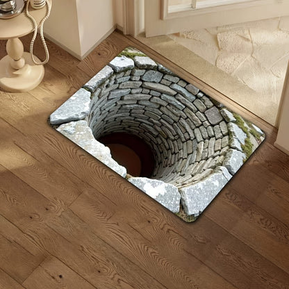 1pc, Infinite Abyss 3D Printed Non-Slip Mat - Machine Washable Polyester Fiber, Faux Stone Texture, Lightweight Foldable Indoor/Outdoor Bathroom Kitchen Living Room Floor Mat, Pet-Friendly Home Decor Gift, Durable Floor Protector